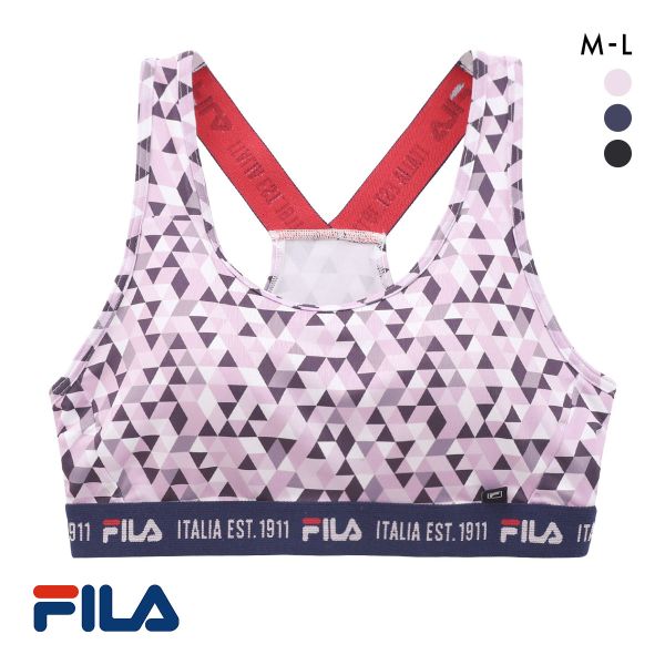 フィラ レディース デザイン ハーフトップ ブラジャー スポーツブラ ノンワイヤー モールドカップ ワイヤレスブラ FILA