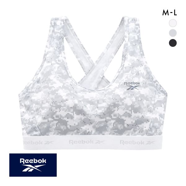 リーボック レディース グリッターロゴ バッククロス ハーフトップ ノンワイヤー スポーツブラ レディース 吸汗速乾 M L Reebok LADYS