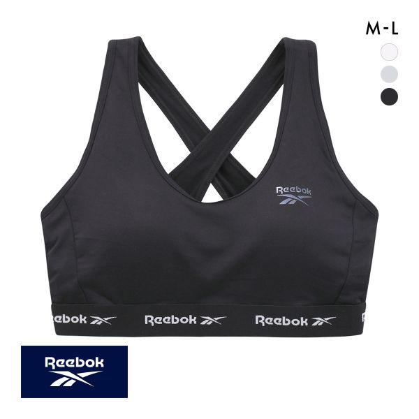 リーボック レディース グリッターロゴ バッククロス ハーフトップ ノンワイヤー スポーツブラ レディース 吸汗速乾 M L Reebok LADYS