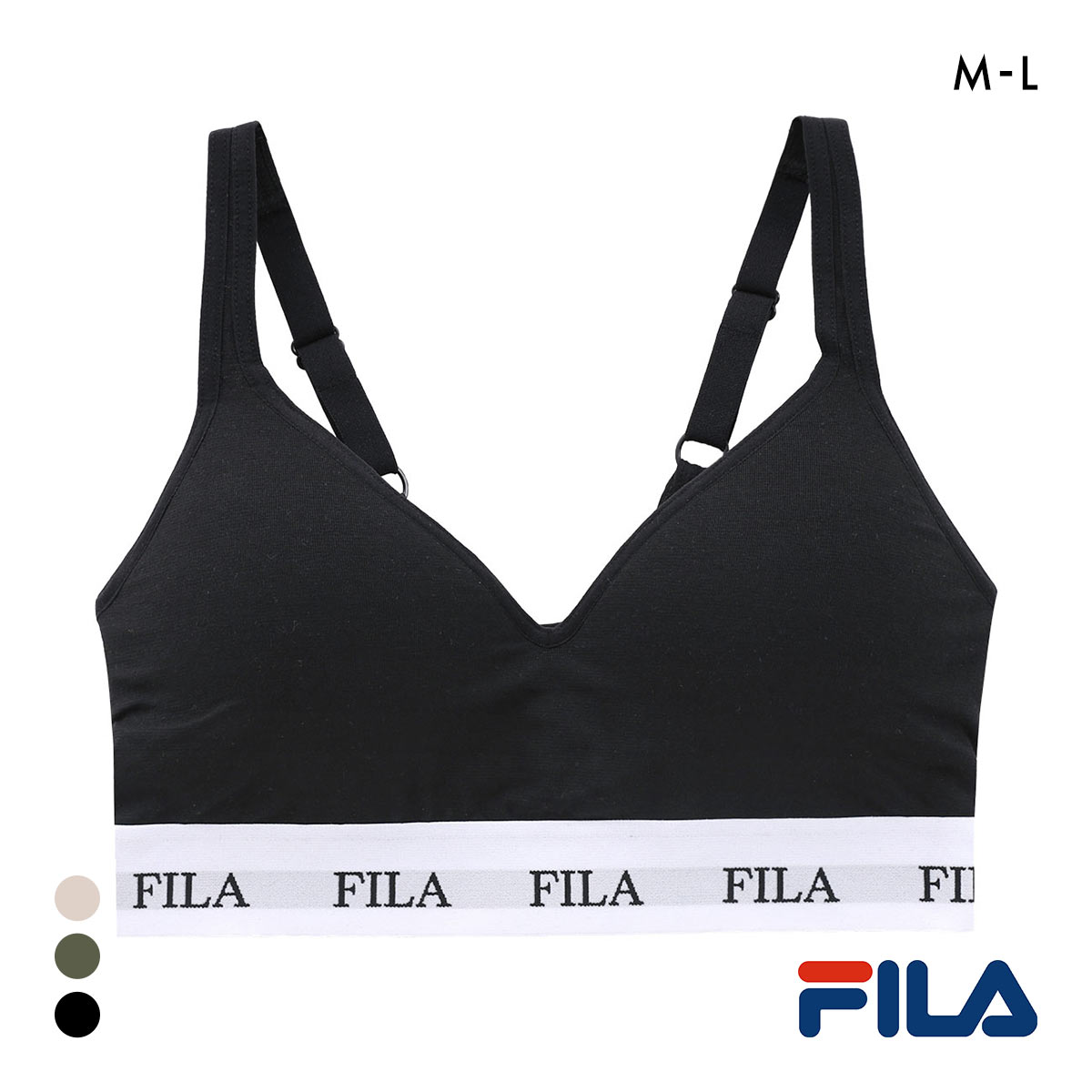フィラ レディース モールドカップ ハーフトップ ワイヤレスブラ FILA LADYS(BK-ブラック-M)