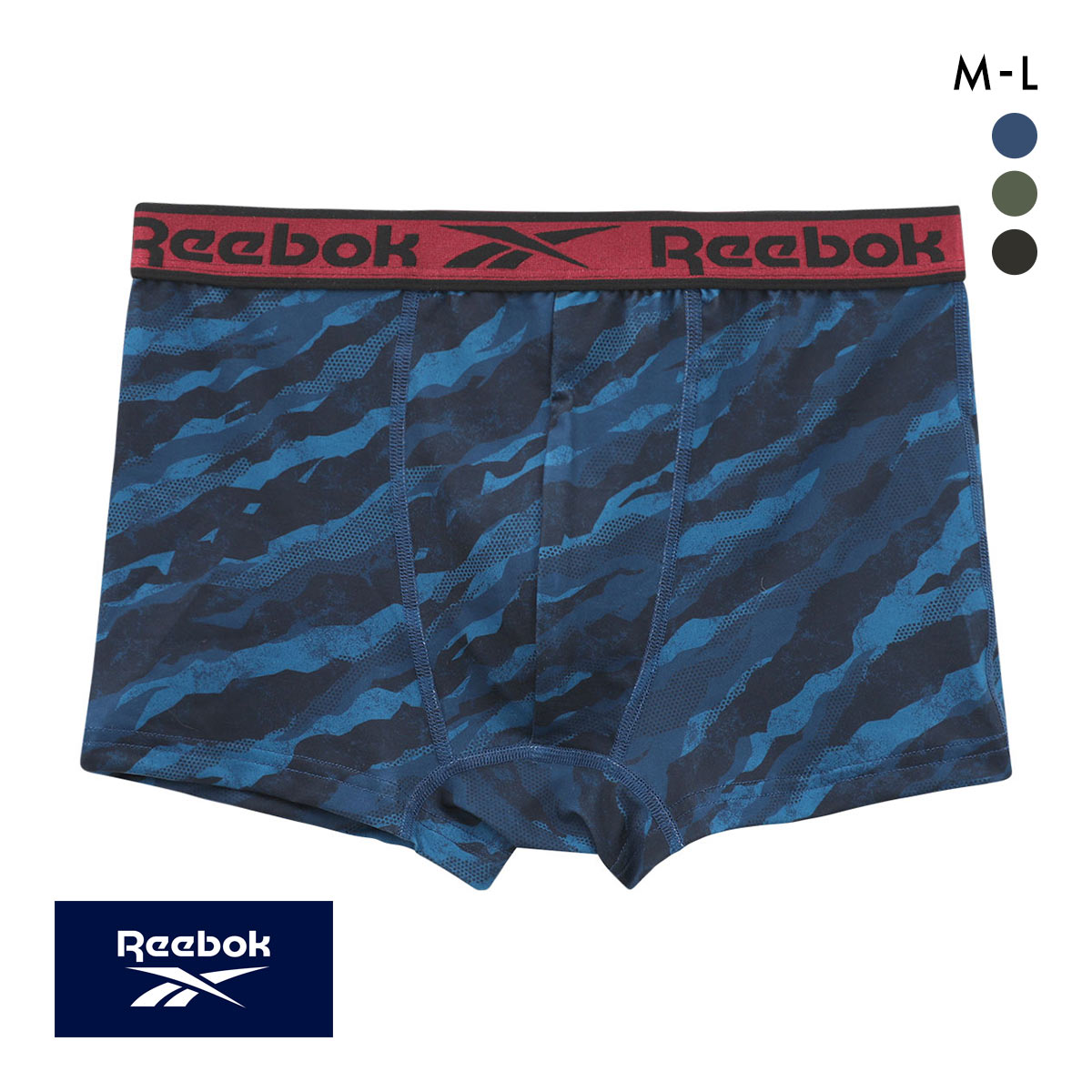 リーボック メンズ プリント ボクサーパンツ 前閉じ プリント M L Reebok(NV-ネイビー-M)