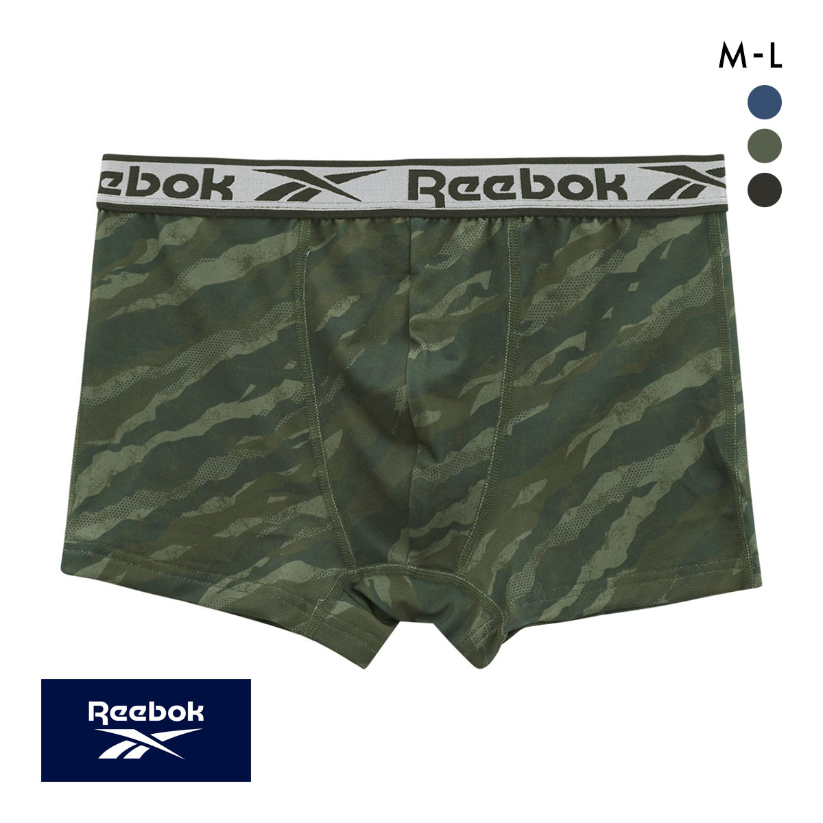 リーボック メンズ プリント ボクサーパンツ 前閉じ プリント M L Reebok(KH-カーキ-M)