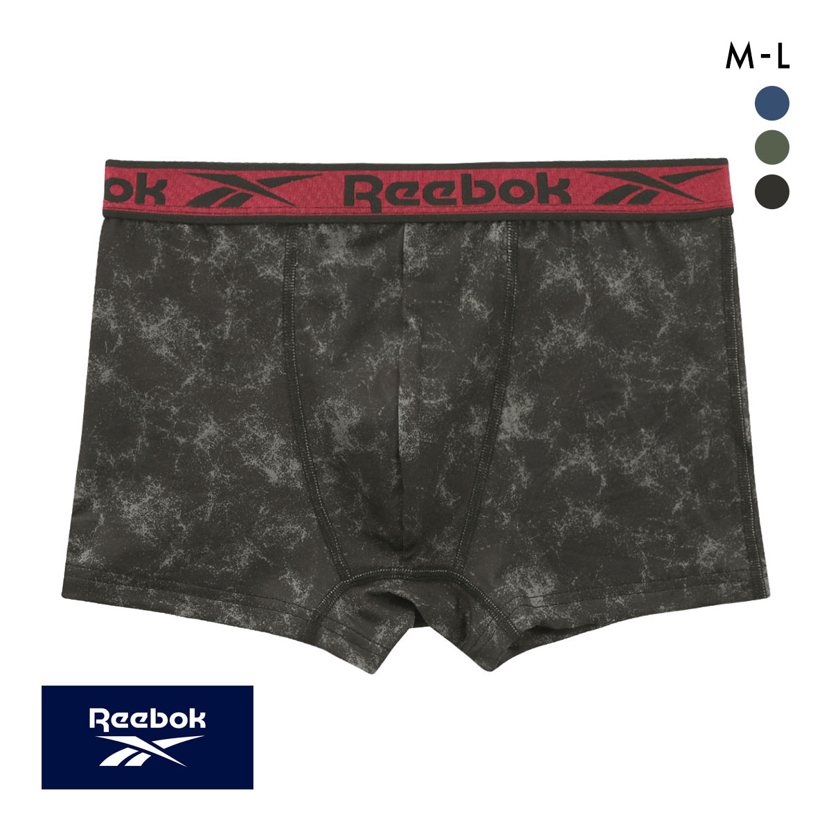 リーボック メンズ プリント ボクサーパンツ 前閉じ プリント M L Reebok(BK-ブラック-M)
