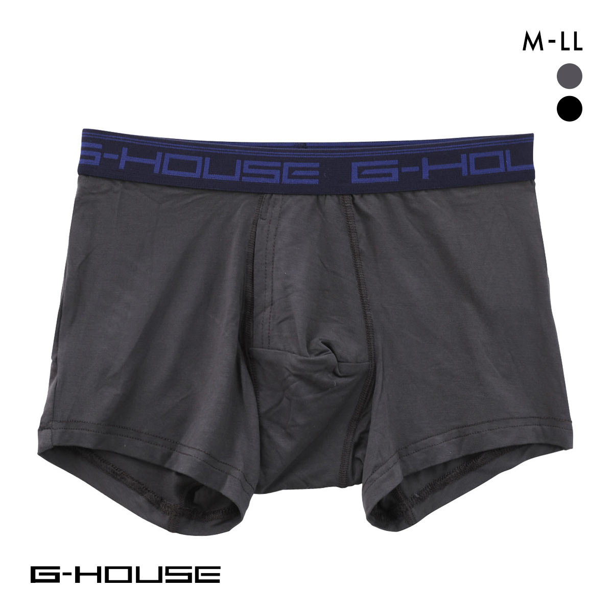 ジーハウス 技男 らくらく ボクサーパンツ メンズ 前開き レーヨン混 大きいサイズ G-HOUSE(CGY-チャコールグレー-M)