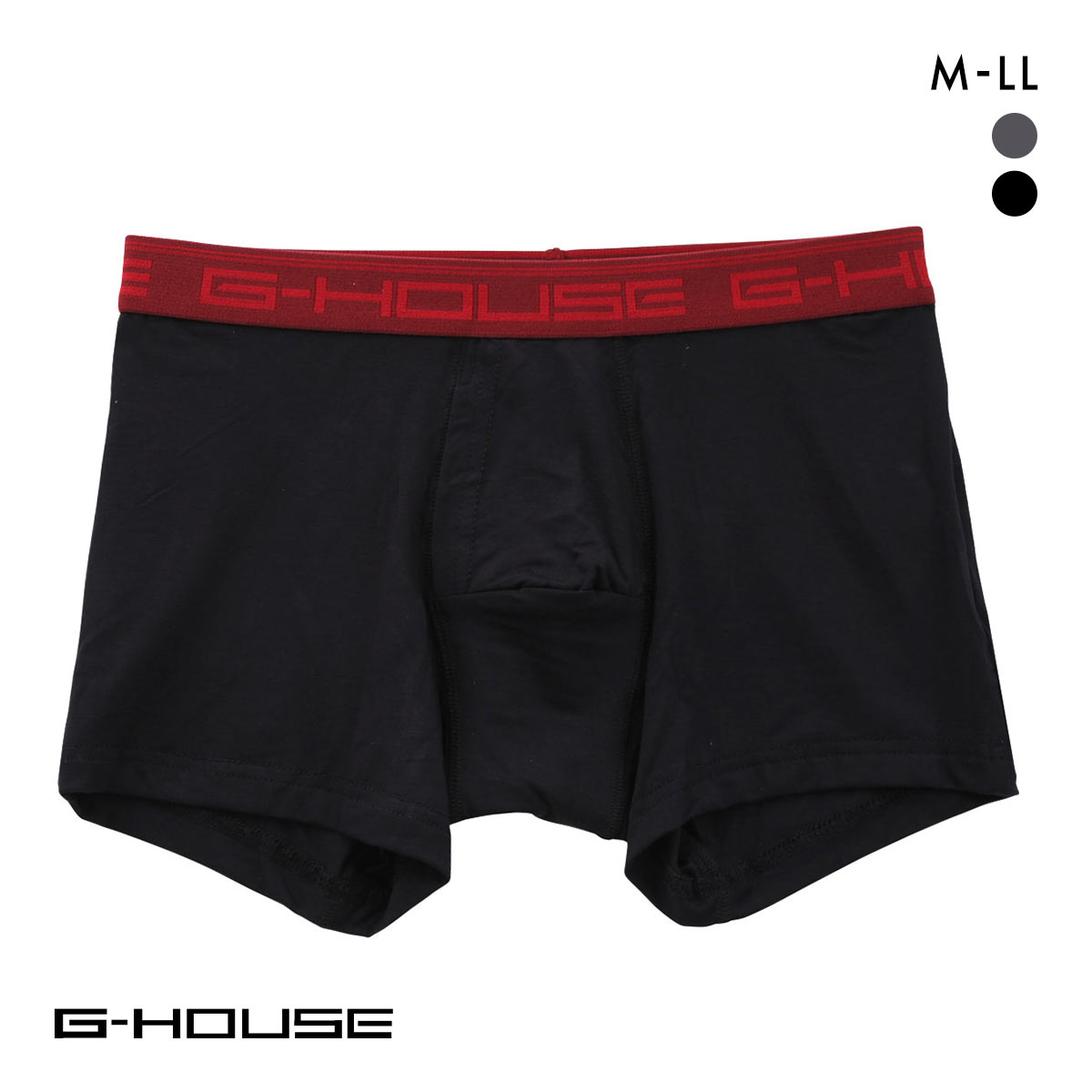 ジーハウス 技男 らくらく ボクサーパンツ メンズ 前開き レーヨン混 大きいサイズ G-HOUSE(BK-ブラック-M)