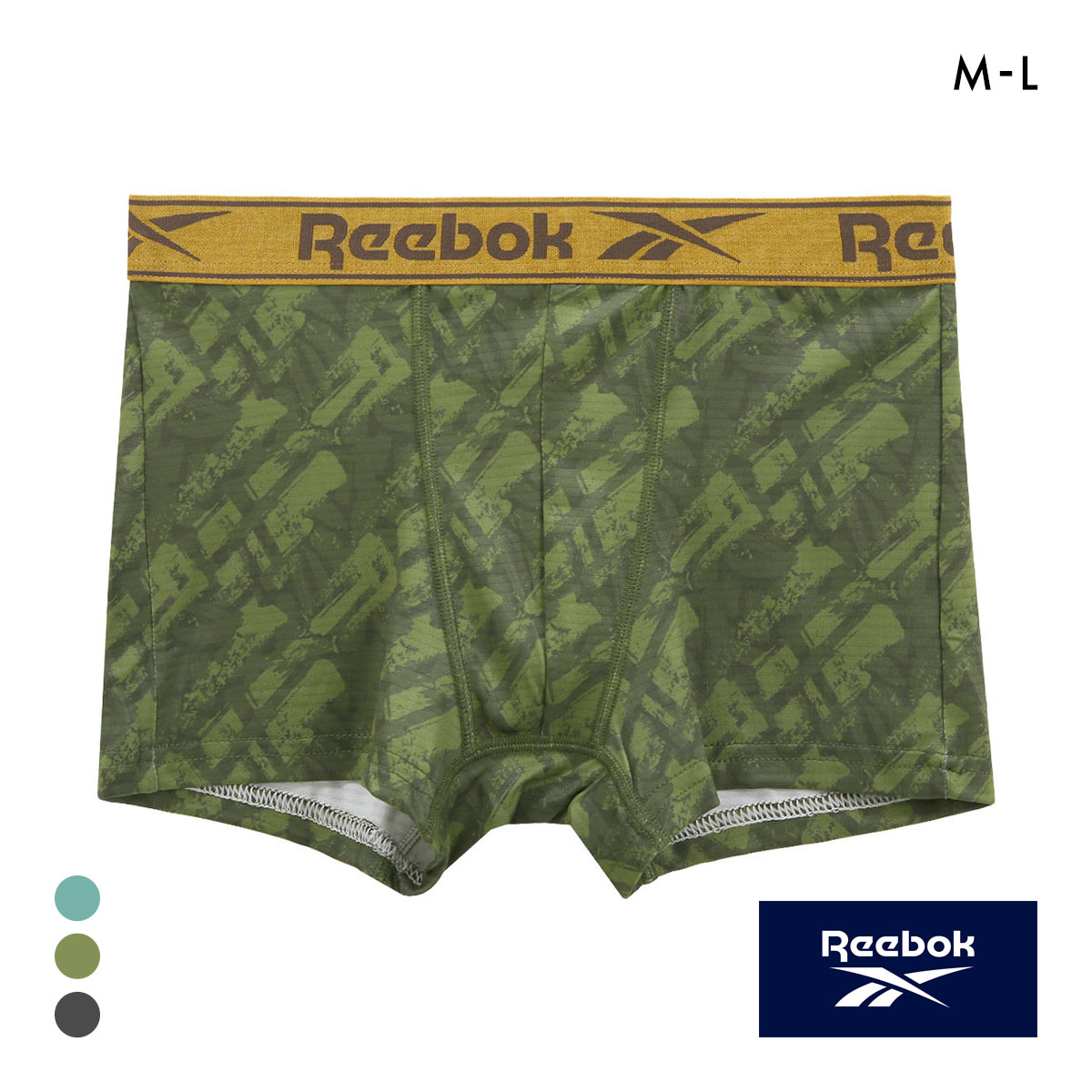 リーボック メンズ プリント ボクサーパンツ 前閉じ プリント M L Reebok(KH-カーキ-M)