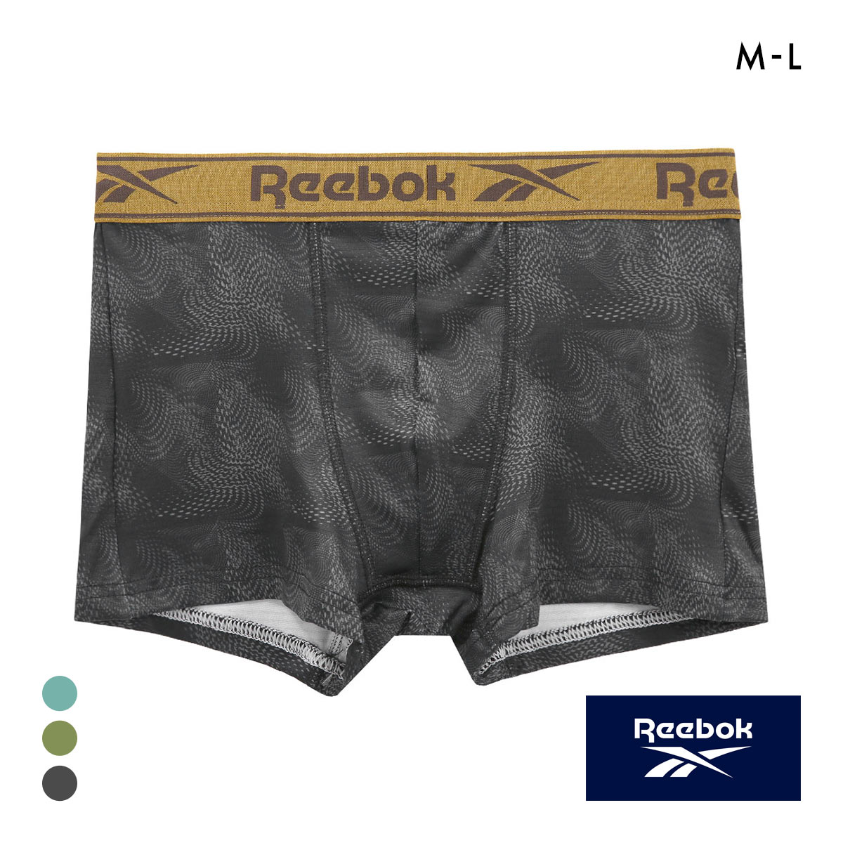 リーボック メンズ プリント ボクサーパンツ 前閉じ プリント M L Reebok(BK-ブラック-M)