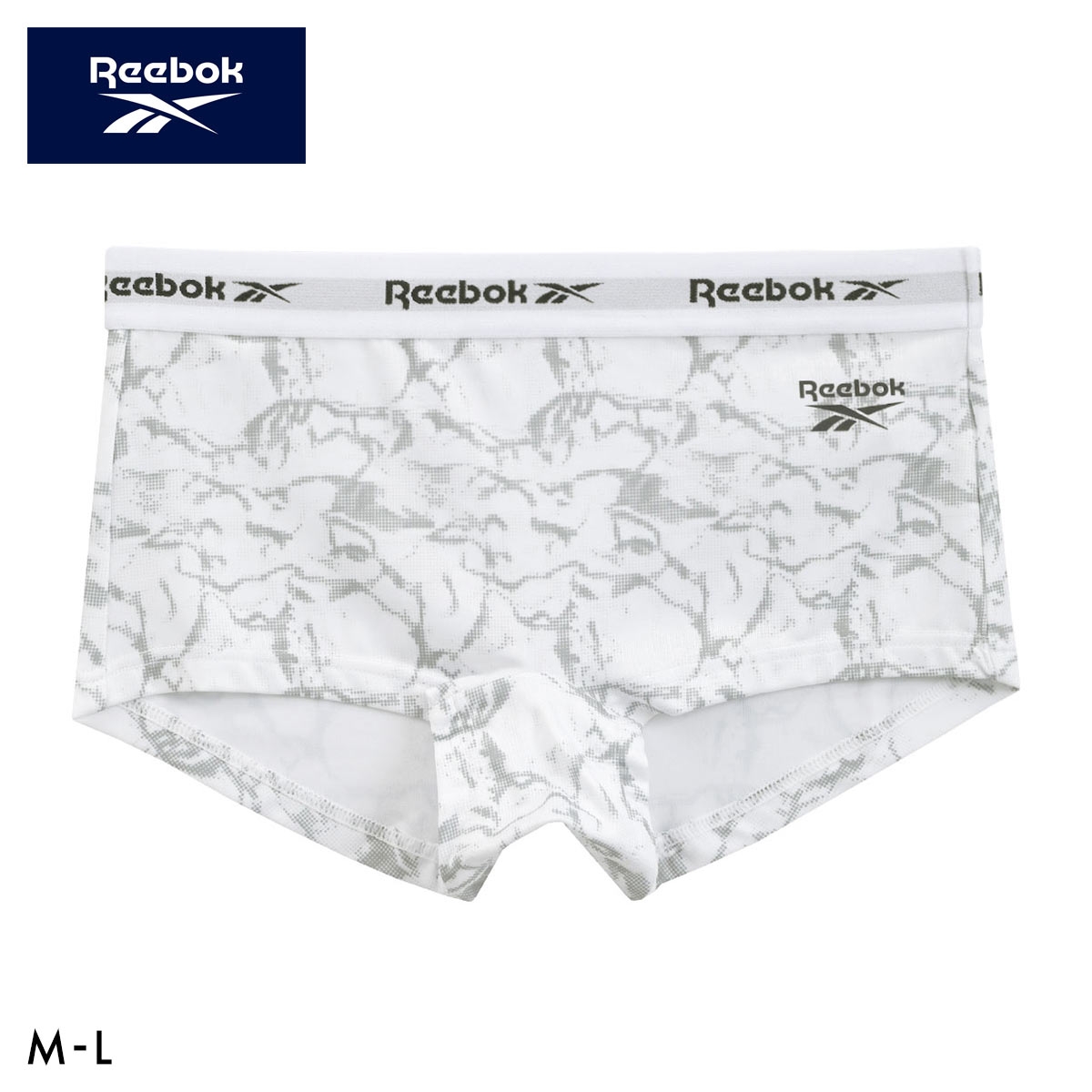リーボック レディース ロゴテープ ボクサーショーツ ボーイレングス スポーツショーツ DRY UPF50+ ML Reebok LADYS(OW-オフホワイト-M)