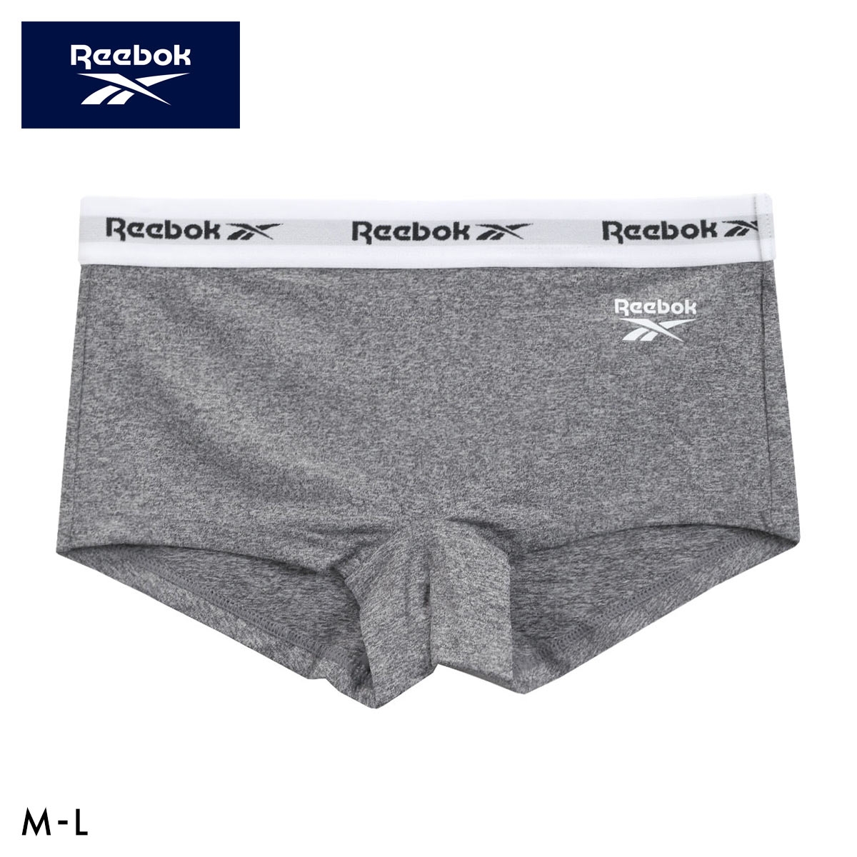 リーボック レディース ロゴテープ ボクサーショーツ ボーイレングス スポーツショーツ DRY UPF50+ ML Reebok LADYS(HGY-杢グレー-M)