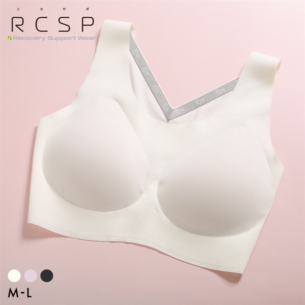 RCSP リカサポ 血行促進 レディース ハーフトップ ノンワイヤー ブラジャー スポーツブラ シームレス ML 婦人 LADIES