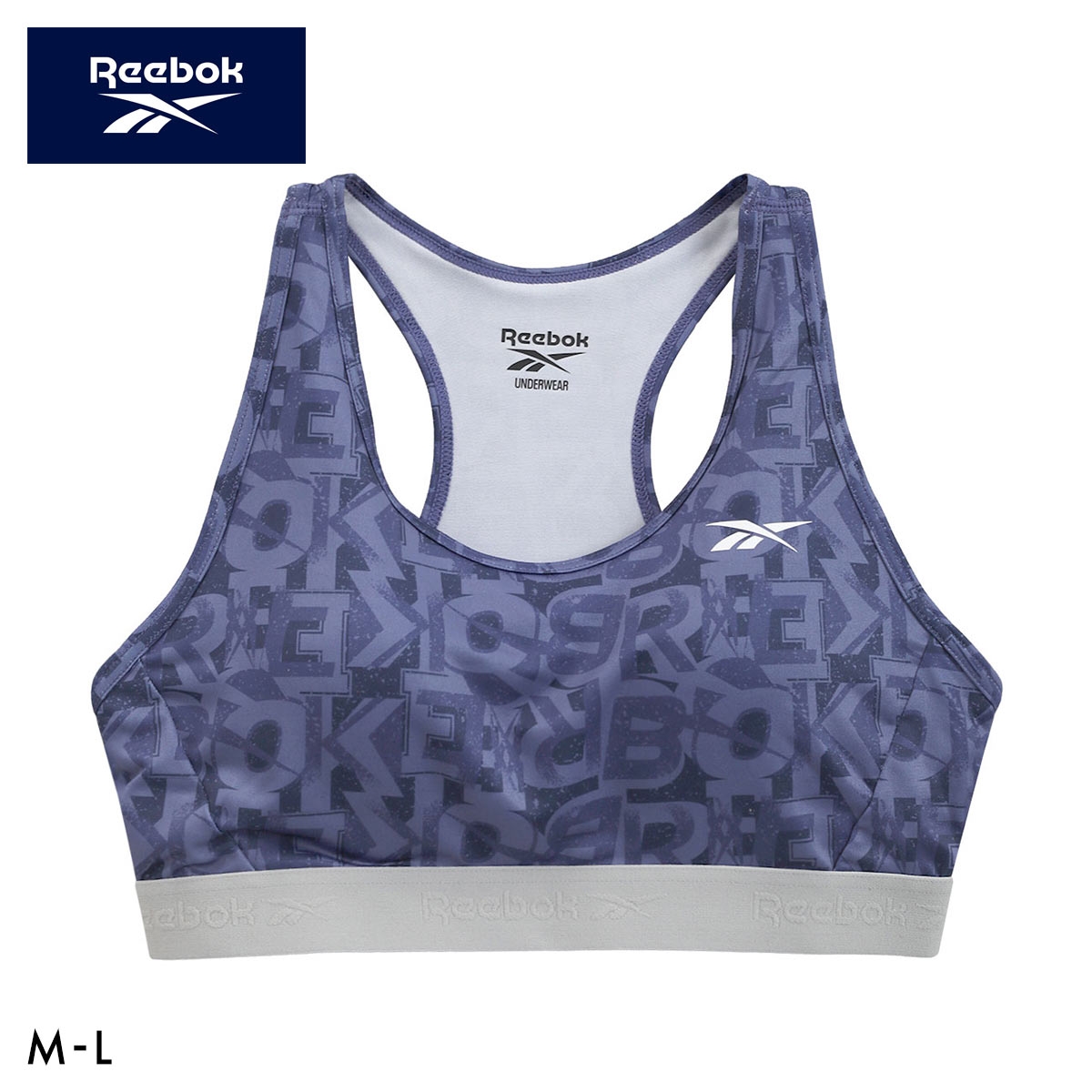 リーボック レディース ハーフトップ ノンワイヤー スポーツブラ DRY UPF50+ バッククロス ML Reebok LADYS(BU-ブルー-M)