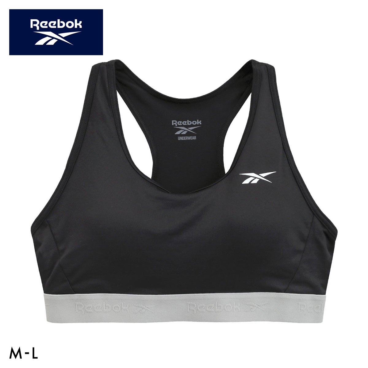 リーボック レディース ハーフトップ ノンワイヤー スポーツブラ DRY UPF50+ バッククロス ML Reebok LADYS(BK-ブラック-M)