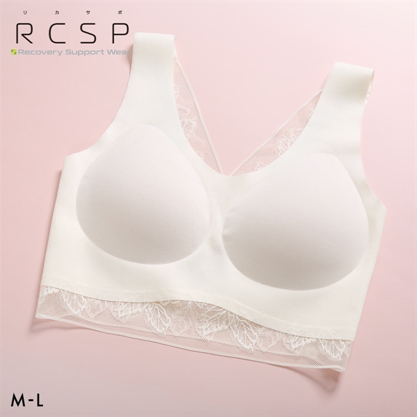RCSP リカサポ 血行促進 レディース ハーフトップ レース ノンワイヤー ブラジャー シームレス ML 婦人 LADIES