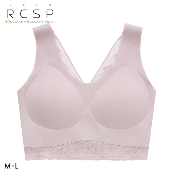 RCSP リカサポ 血行促進 レディース ハーフトップ レース ノンワイヤー ブラジャー シームレス ML 婦人 LADIES