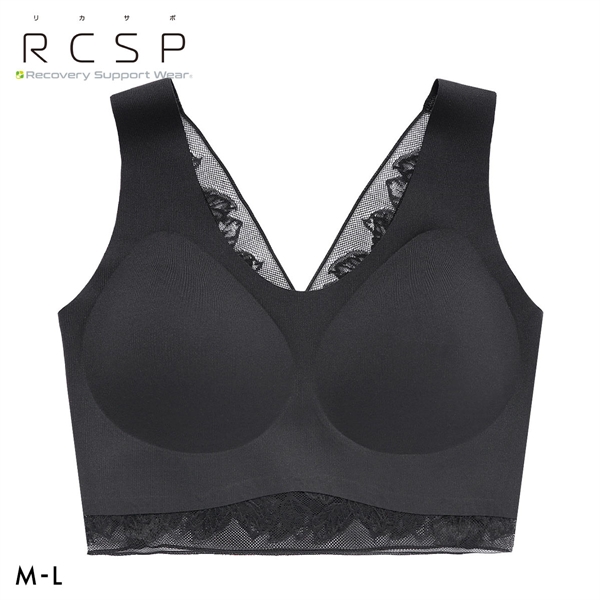 RCSP リカサポ 血行促進 レディース ハーフトップ レース ノンワイヤー ブラジャー シームレス ML 婦人 LADIES
