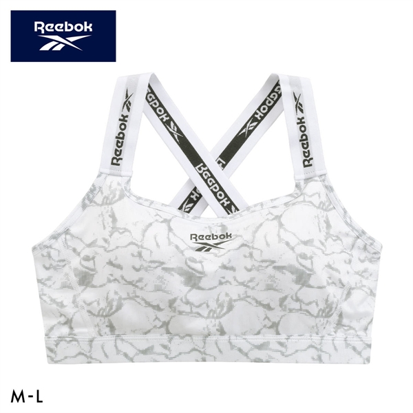 リーボック レディース 肩ゴム ロゴゴム ハーフトップ ノンワイヤー スポーツブラ レディース DRY UPF50+ バッククロス ML Reebok LADYS