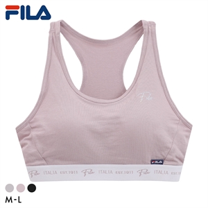 フィラ FILA レディース ハーフトップ ワンポイント ロゴ ブラジャー スポーツブラ カップ付き ノンワイヤー ワイヤレスブラ 吸水速乾 ML