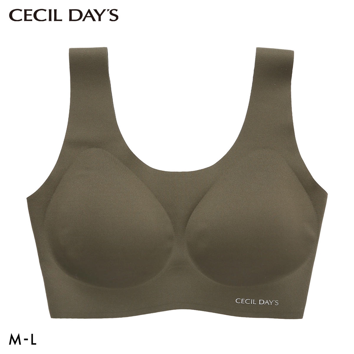 セシルデイズ CECILE DAYS レディース ハーフトップ ブラジャー スポーツブラ インナー ノンワイヤー フリーカット ML 婦人(KH-カーキ-M)