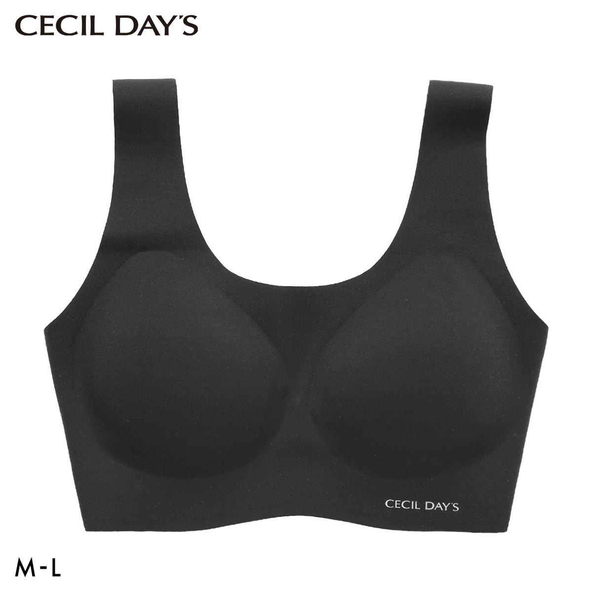セシルデイズ CECILE DAYS レディース ハーフトップ ブラジャー スポーツブラ インナー ノンワイヤー フリーカット ML 婦人(BK-ブラック-M)
