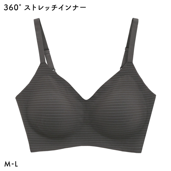 360°×トリンプ 無縫製 薄い 軽い ハーフトップ キャミタイプ ノンワイヤー ブラジャー カップ付き ストレスフリー レディース ML