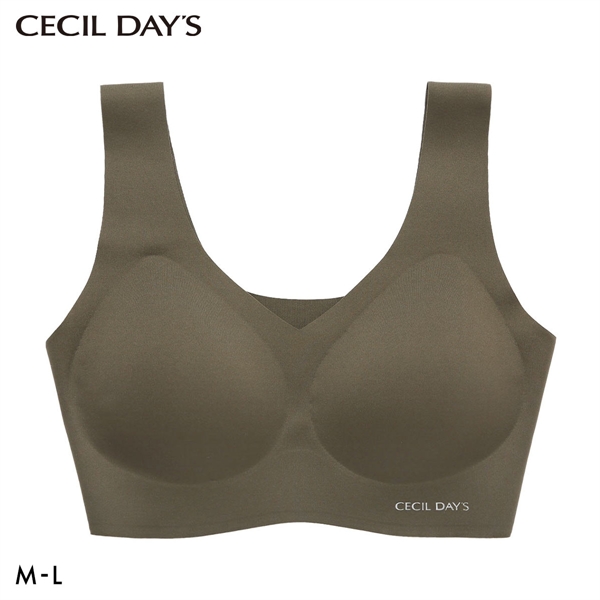 セシルデイズ CECILE DAYS レディース ハーフトップ Vネック ブラジャー スポーツブラ インナー ノンワイヤー フリーカット ML 婦人