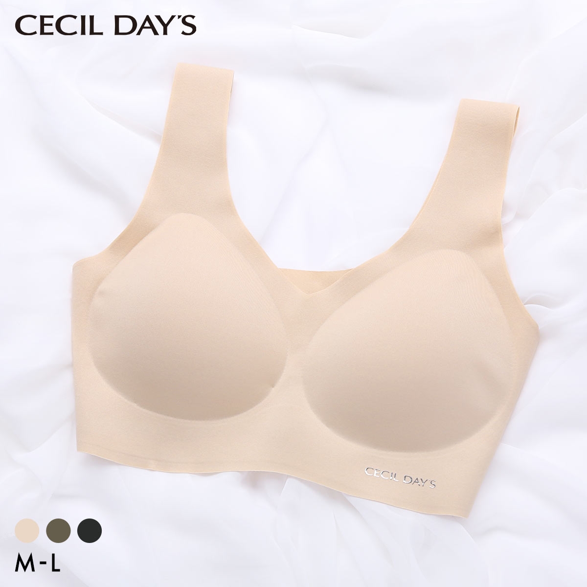 セシルデイズ CECILE DAYS レディース ハーフトップ Vネック ブラジャー スポーツブラ インナー ノンワイヤー フリーカット ML 婦人