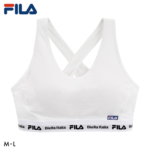 フィラ FILA レディース ハーフトップ バッククロス ブラジャー スポーツブラ カップ付き ノンワイヤー ワイヤレスブラ 吸水速乾 ML