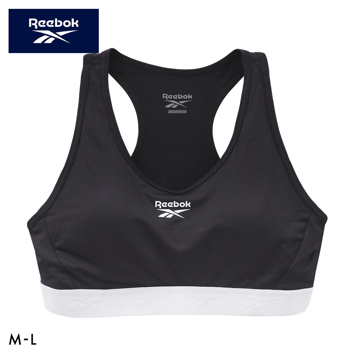 リーボック ハーフトップ カップ付き スポーツブラ ノンワイヤー ドライ UVカット UPF50＋ M L レディース インナー 下着 Reebok(BK-ブラック-M)