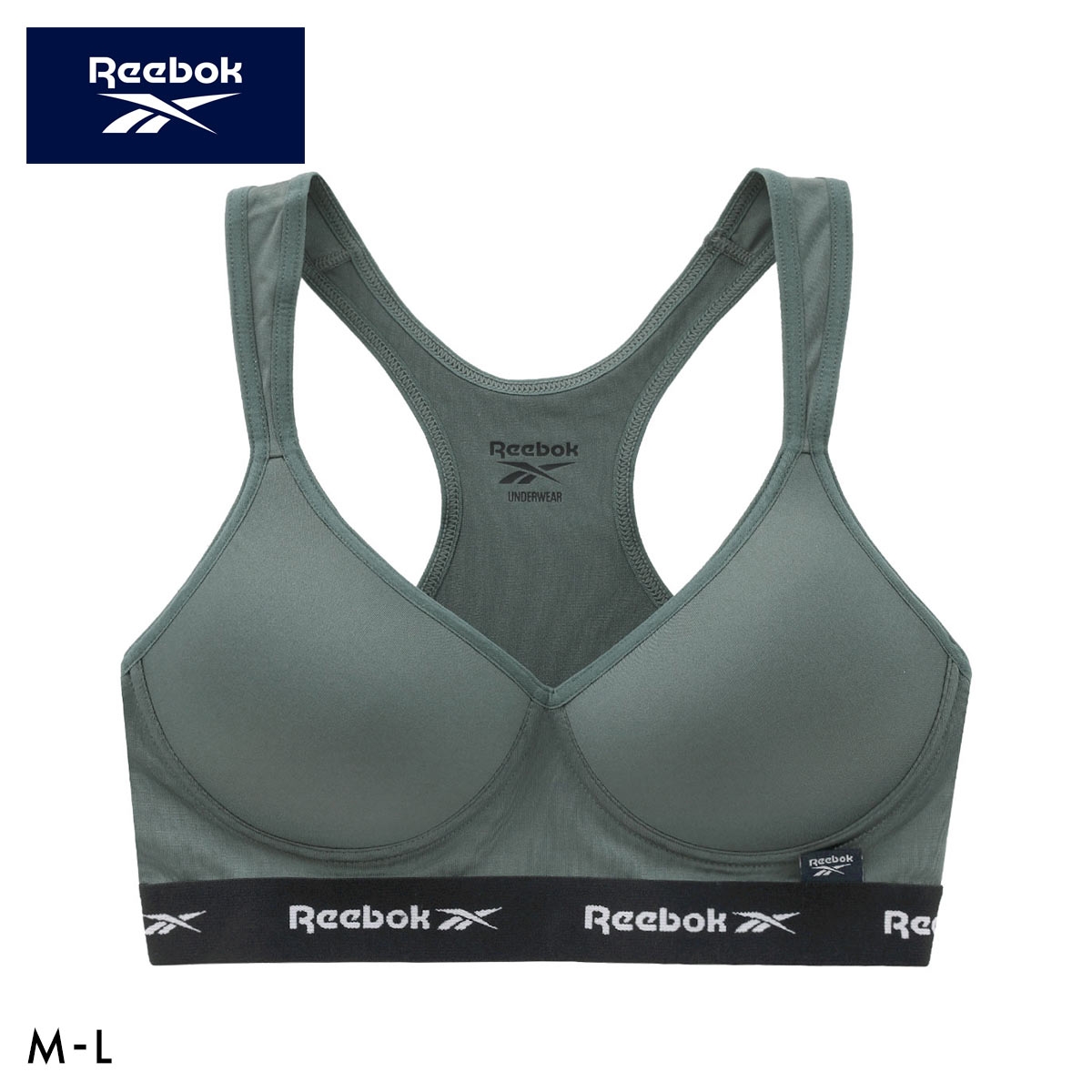 リーボック モールドブラ ハーフトップ ノンワイヤー スポーツブラ ドライ UVカット UPF50＋ M L レディース インナー 下着 Reebok(MS-モスグリーン-M)