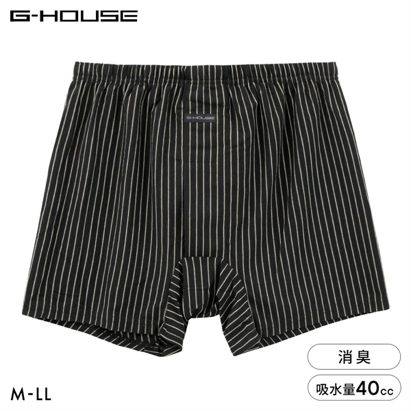 G-HOUSE 男の安心 防水サポーター付き ニットトランクス メンズ 約40cc 尿漏れ 吸水 M L LL 大きいサイズ インナー 下着 消臭