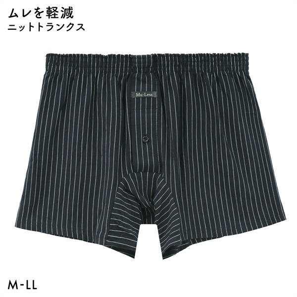 ムレス ニットトランクス 無地 先染 プリント M L LL 大きいサイズ インナー メンズ Mu-Less