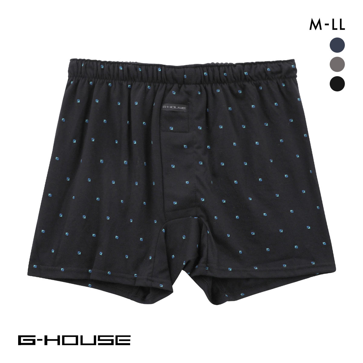 ジーハウス ハンモックサポーター ニット トランクス ストライプ 天竺 メンズ 前開き M L LL G-HOUSE(BK-ブラック-M)