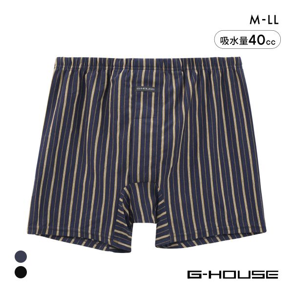 ジーハウス 男の安心 ニット トランクス　ストライプ 尿漏れ　吸水 メンズ 前開き M L LL G-HOUSE
