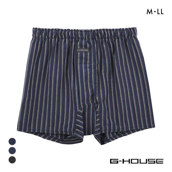ジーハウス ハンモックサポーター ニット トランクス ストライプ 天竺 メンズ 前開き M L LL G-HOUSE