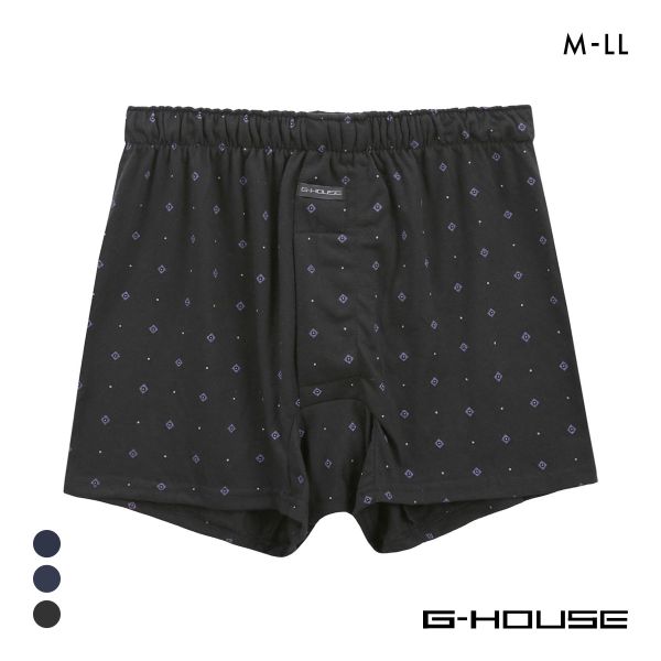 ジーハウス ハンモックサポーター ニット トランクス ストライプ 天竺 メンズ 前開き M L LL G-HOUSE