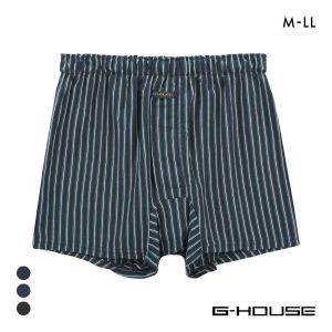 ジーハウス ハンモックサポーター ニット トランクス ストライプ 天竺 メンズ 前開き M L LL G-HOUSE