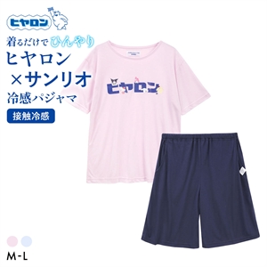 サンリオ×ヒヤロン レディース 接触冷感 パジャマ 上下セット ルームウェア 半袖 5分丈パンツ 着るヒヤロン