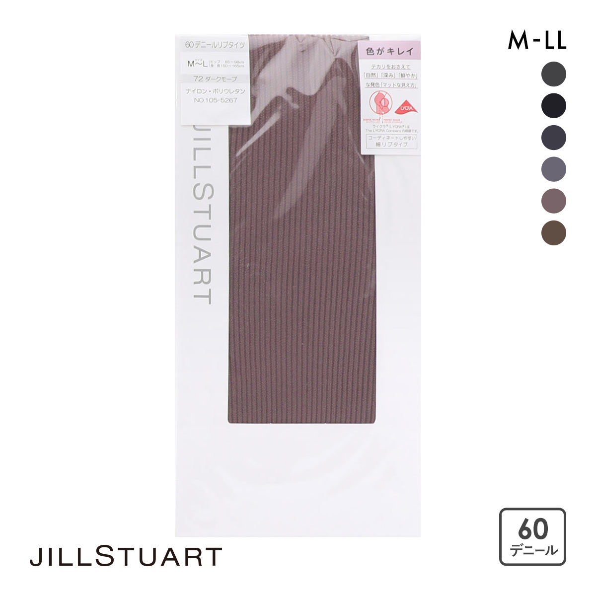 ジルスチュアート リブタイツ 60デニール M-L L-LL 日本製 細リブ レディース レッグウェア JILLSTUART(PBR-ピンクブラウン-M-L)