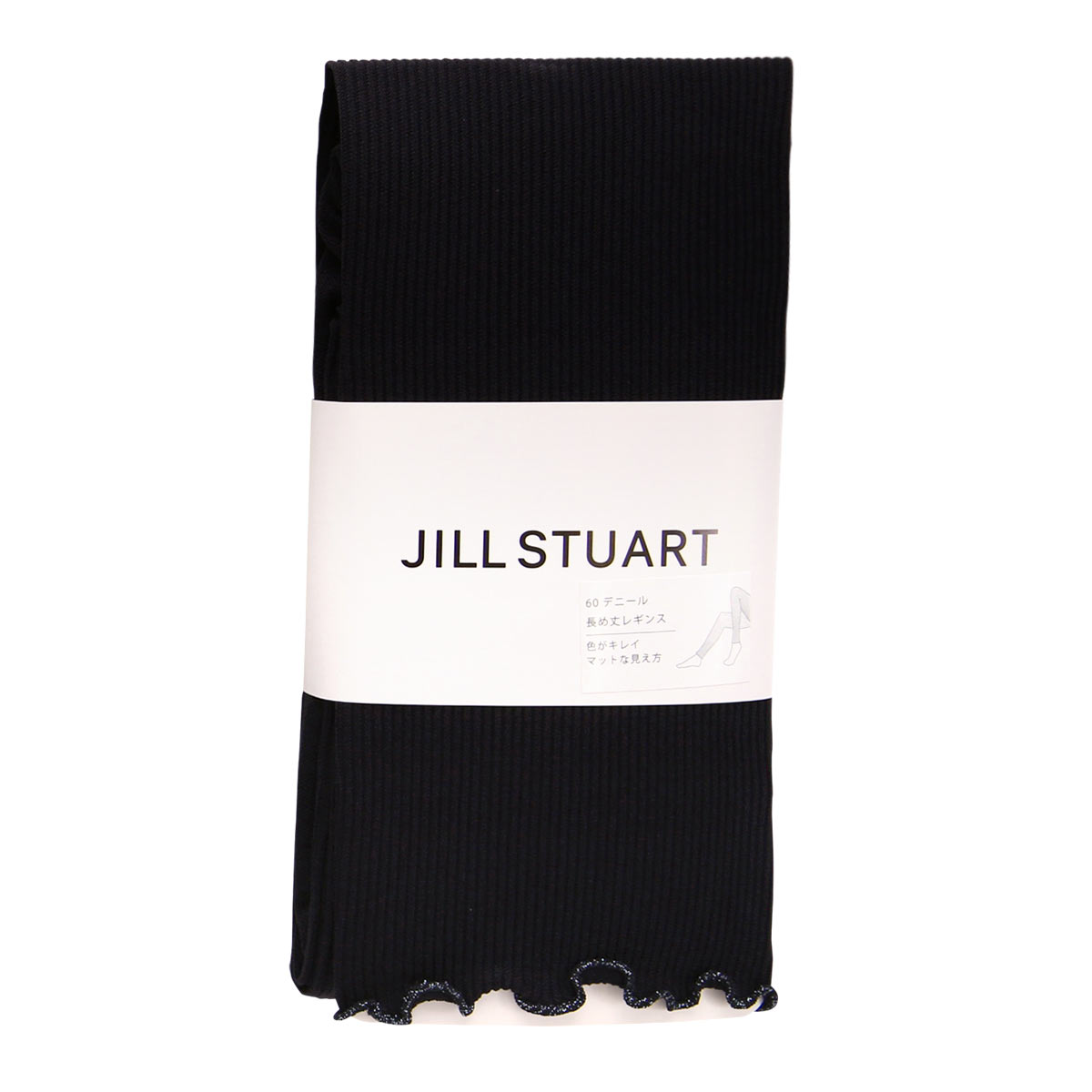 ジルスチュアート JILLSTUART 60デニール リブレギンス 長め丈 M-L L-LL リブ編み 12分丈 カラーレギンス レッグウェア 60D 冷え 冷房対策(BK-ブラック-M-L)