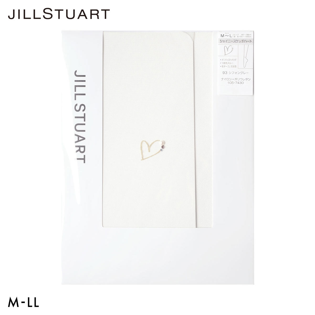 ジルスチュアート ハートモチーフ ストッキング レディース パンスト M-L L-LL 大きいサイズ JILL STUART(WH-ホワイト-M-L)