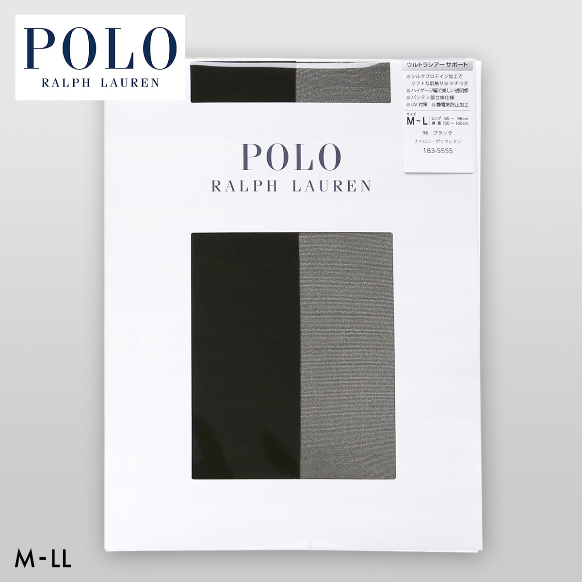 ポロ ラルフローレン ウルトラシアーサポート ストッキング 美しい透明感 M-L L-LL パンスト POLO RALPH LAUREN(BK-ブラック-M-L)