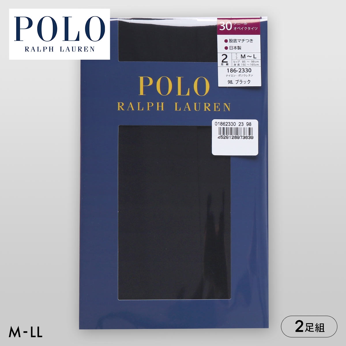 ポロ ラルフローレン 30デニール オペイクタイツ 2足セット レディース POLO RALPH LAUREN(BK-ブラック-M-L)