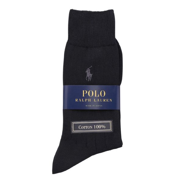 ポロ ラルフローレン POLO RALPH LAUREN コットン100％ ロゴ刺繍 定番リブソックス 25 27 クルー丈 綿100％ 靴下 日本製