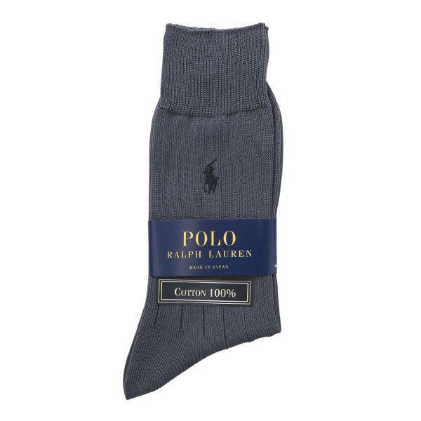 ポロ ラルフローレン POLO RALPH LAUREN コットン100％ ロゴ刺繍 定番リブソックス 25 27 クルー丈 綿100％ 靴下 日本製