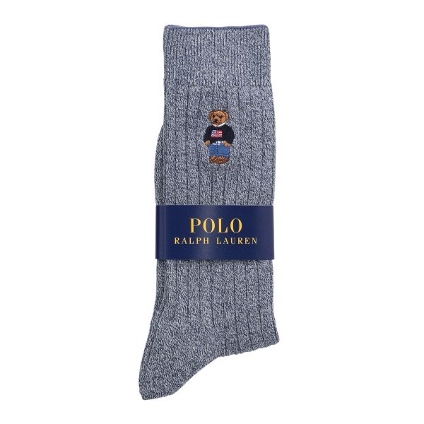 ポロ ラルフローレン POLO RALPH LAUREN ポロベア刺繍 定番リブソックス 25-27 27-29 クルー丈 紳士 靴下 メンズ カジュアル ギフト