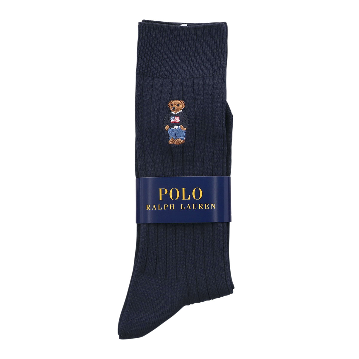 ポロ ラルフローレン POLO RALPH LAUREN ポロベア刺繍 定番リブソックス 25-27 27-29 クルー丈 紳士 靴下 メンズ カジュアル ギフト(KO-コン-25-27cm)