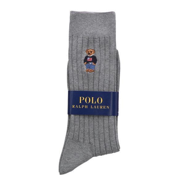 ポロ ラルフローレン POLO RALPH LAUREN ポロベア刺繍 定番リブソックス 25-27 27-29 クルー丈 紳士 靴下 メンズ カジュアル ギフト