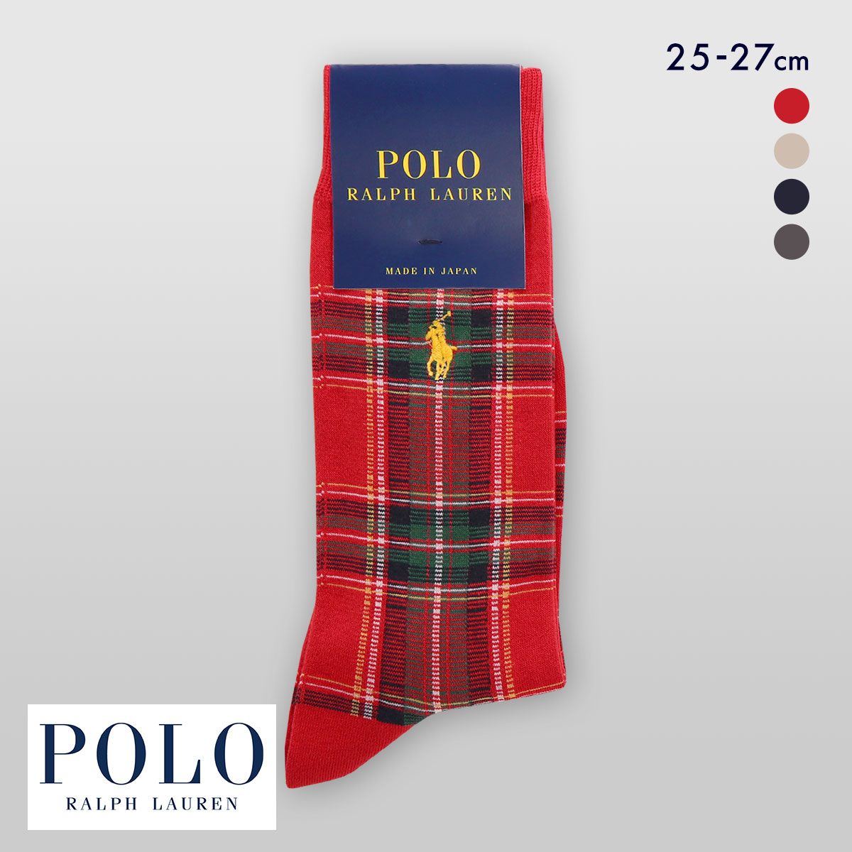 ポロ ラルフローレン TARTAN CHECK ソックス クルー丈 紳士靴下 メンズ カジュアル ギフト 25-27 POLO RALPH LAUREN(RE-レッド-25-27cm)
