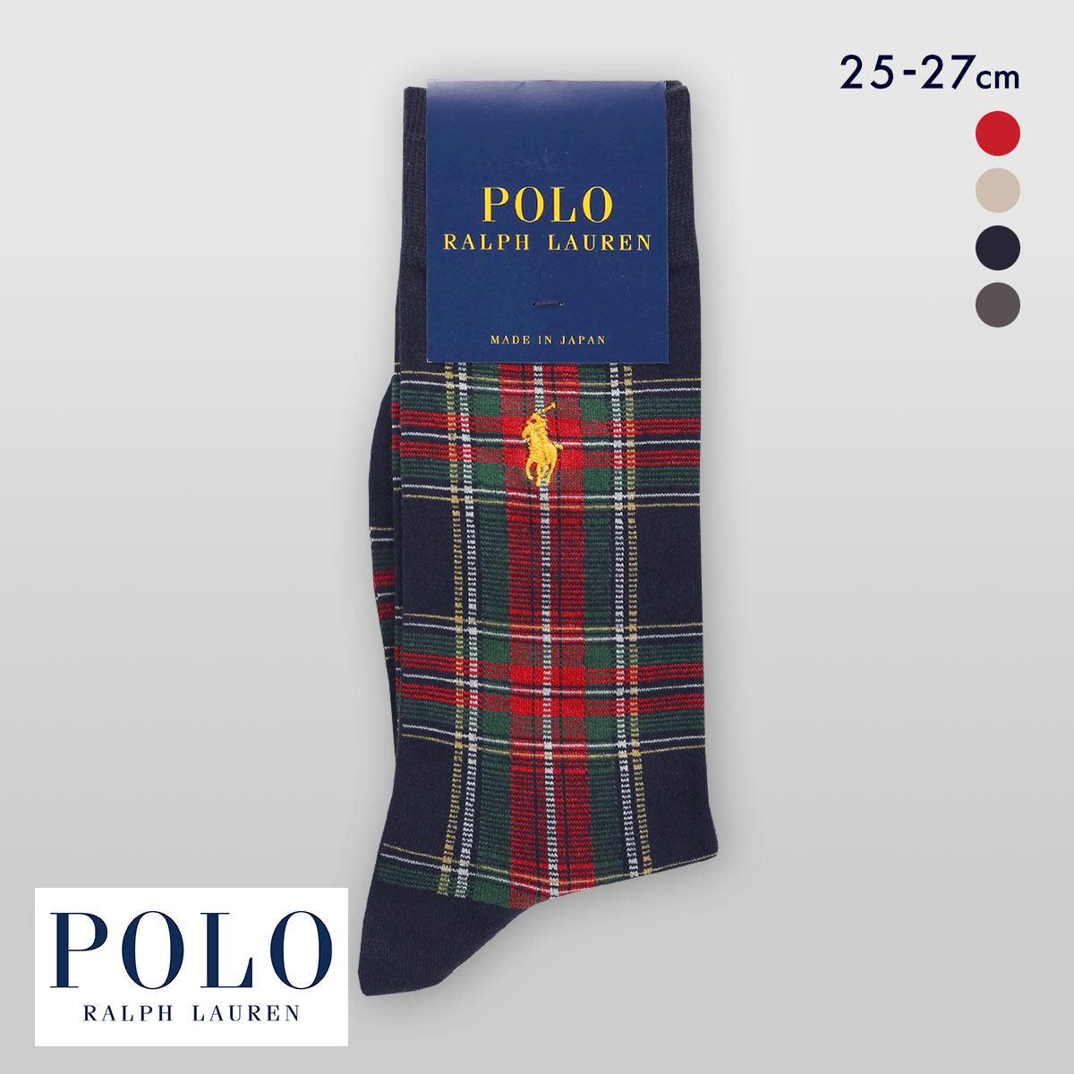 ポロ ラルフローレン TARTAN CHECK ソックス クルー丈 紳士靴下 メンズ カジュアル ギフト 25-27 POLO RALPH LAUREN(DNV-濃ネイビー-25-27cm)