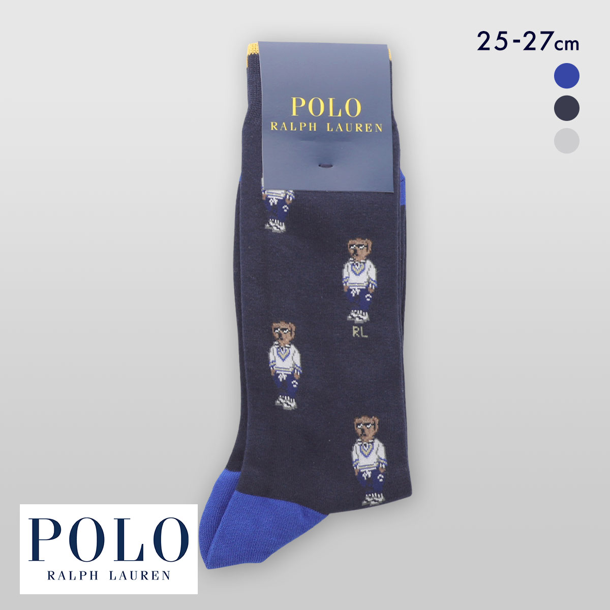 ポロ ラルフ ローレン アスレチックベア クルー丈 ソックス POLO RALPH LAUREN 紳士 靴下 メンズ カジュアル(DNV-濃ネイビー-25-27cm)